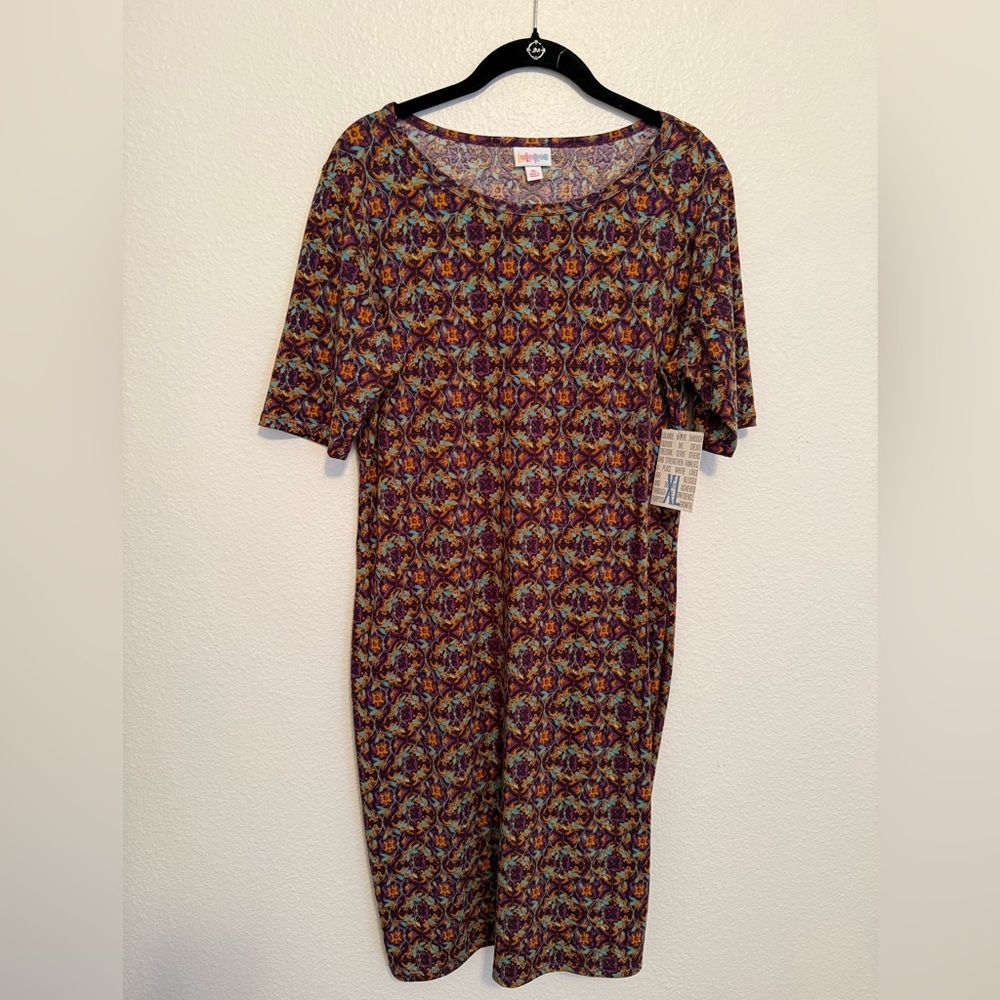 NWT LuLaRoe Julia Purple, Orange and Turquoise Floral Print Dress size XL